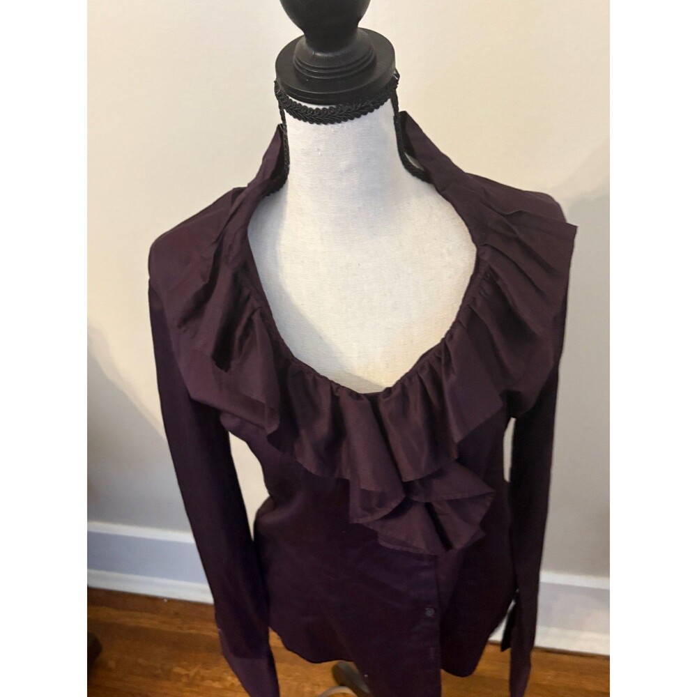 Ann Taylor Loft purple ruffle v-neck Size 10